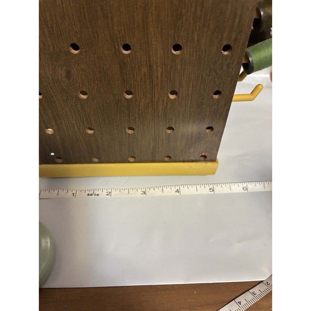 Vintage Wood Revolving Thread Rack 8 In Tall Crafts Hooks Organizer Sewing - Picture 8 of 10
